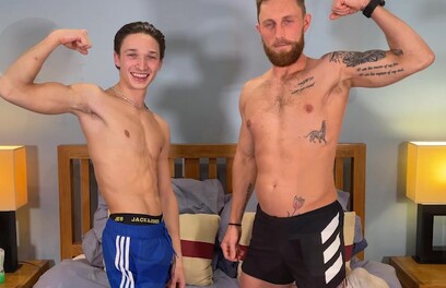 Muscular Hunk Cameron & Young Ripped Harry Wank Each Other's Big Hard Uncut Cocks & Squirt Cum!